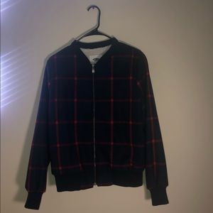 Wool Grid Bomber Jacket